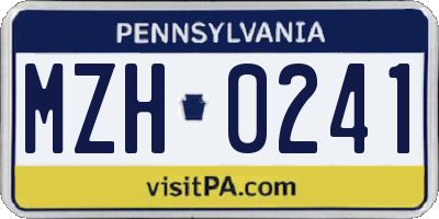 PA license plate MZH0241