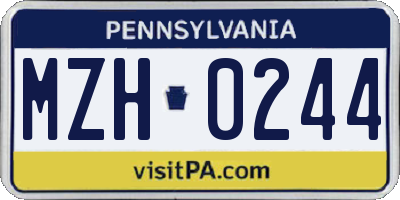 PA license plate MZH0244