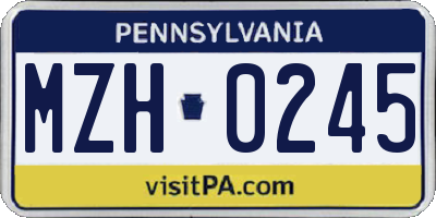 PA license plate MZH0245