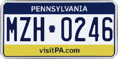 PA license plate MZH0246