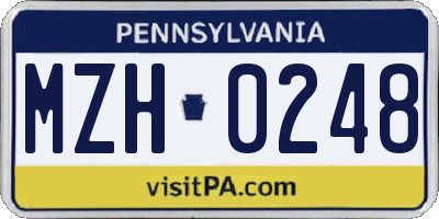 PA license plate MZH0248