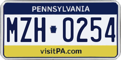 PA license plate MZH0254