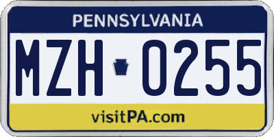PA license plate MZH0255