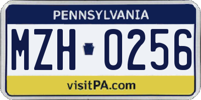 PA license plate MZH0256