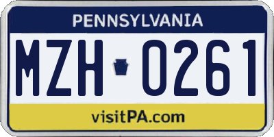 PA license plate MZH0261