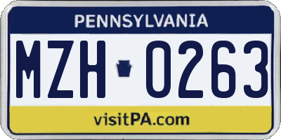 PA license plate MZH0263