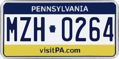 PA license plate MZH0264