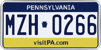 PA license plate MZH0266