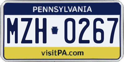 PA license plate MZH0267