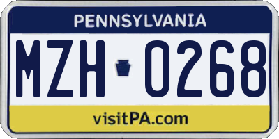 PA license plate MZH0268