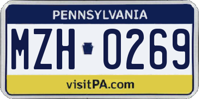 PA license plate MZH0269