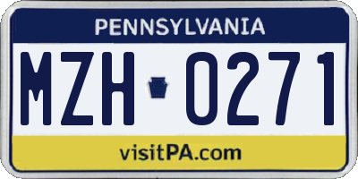 PA license plate MZH0271