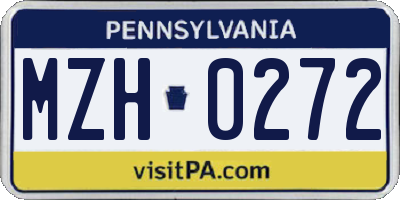 PA license plate MZH0272