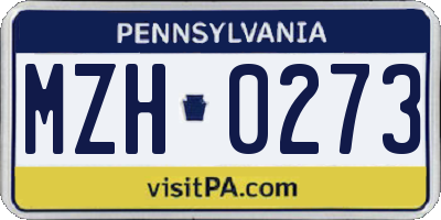 PA license plate MZH0273