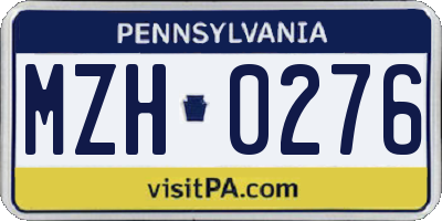 PA license plate MZH0276