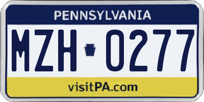 PA license plate MZH0277