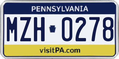 PA license plate MZH0278