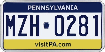 PA license plate MZH0281