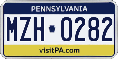 PA license plate MZH0282
