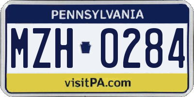PA license plate MZH0284