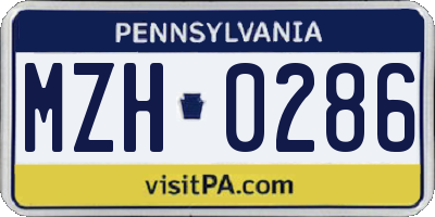 PA license plate MZH0286