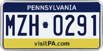 PA license plate MZH0291