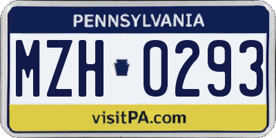 PA license plate MZH0293