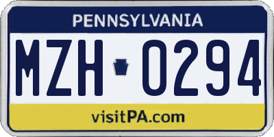 PA license plate MZH0294