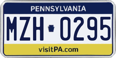 PA license plate MZH0295