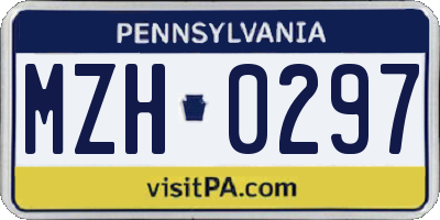 PA license plate MZH0297