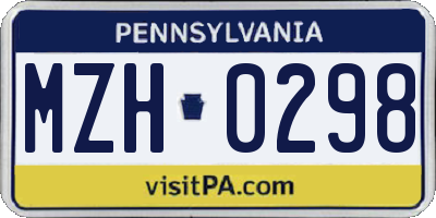 PA license plate MZH0298