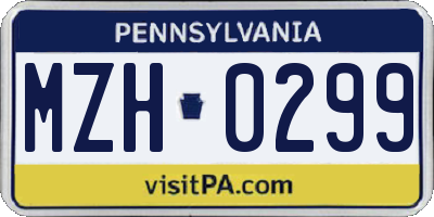PA license plate MZH0299