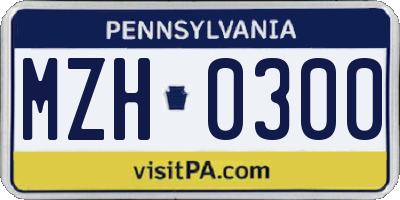 PA license plate MZH0300