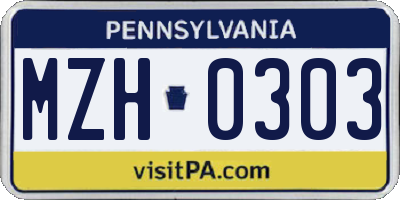 PA license plate MZH0303