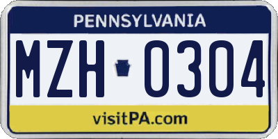 PA license plate MZH0304