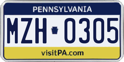PA license plate MZH0305