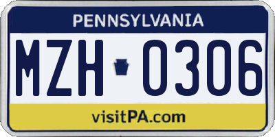 PA license plate MZH0306