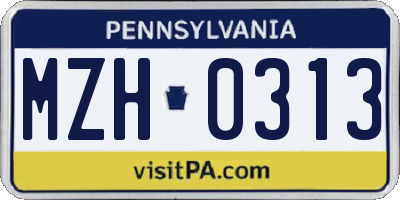 PA license plate MZH0313