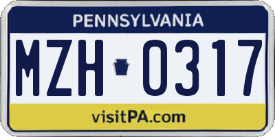 PA license plate MZH0317