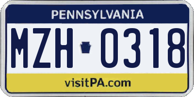 PA license plate MZH0318