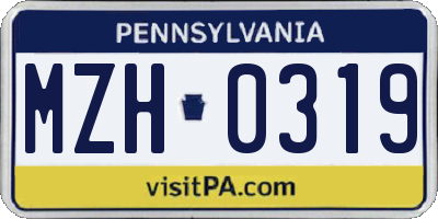 PA license plate MZH0319
