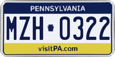PA license plate MZH0322
