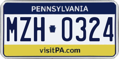 PA license plate MZH0324