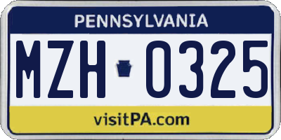 PA license plate MZH0325