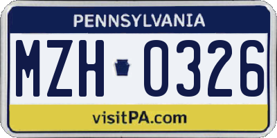 PA license plate MZH0326