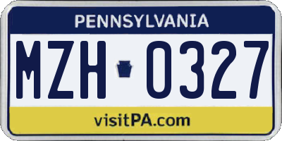 PA license plate MZH0327