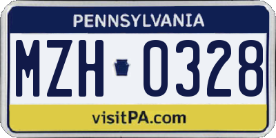 PA license plate MZH0328