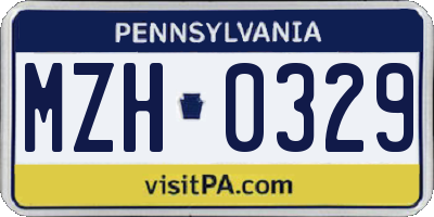 PA license plate MZH0329