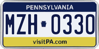 PA license plate MZH0330