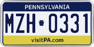 PA license plate MZH0331